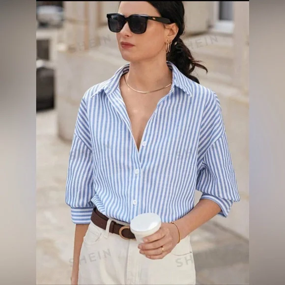 NAÏF Oversized Striped Blouse - Picture 1 of 6